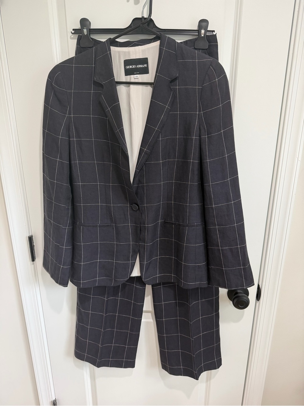 Giorgio Armani Vintage  women’s  Windowpane Blazer & Trousers navy size 40(US 4)